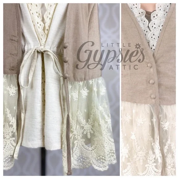 A’reve Peplum Lace Layered Tunic Vest Style Top - Picture 10 of 14